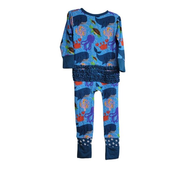 Snuggle Bums Bamboo 9-12 M Baby Girl Under The Sea Zippy Ruffled Sleepwear Ocean - Picture 3 of 16